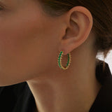 Small Shifted Emerald Shaker Hoops