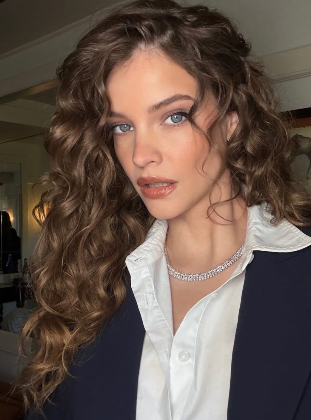 Barbara Palvin wears the Sophie diamond necklace and the Maria diamond wave ring to the premiere of Devil Wears Prada 2, styled by Marc Eram.