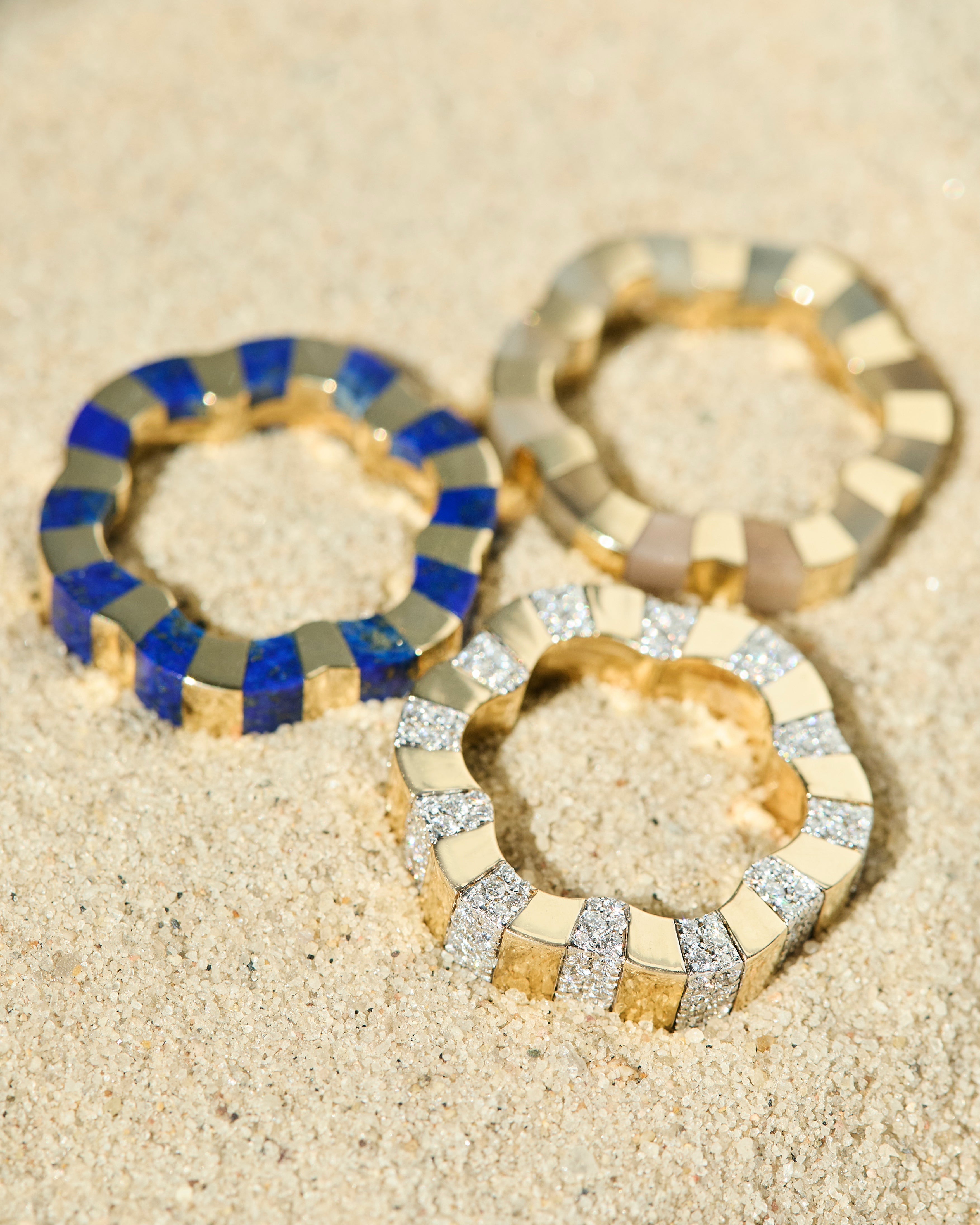 Carved gemstone rings designed by Isabel Delgado
