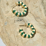 green agate carved hoops designed by Isabel Delgado