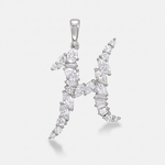 H diamond initial made from mixed cut diamonds set in white gold