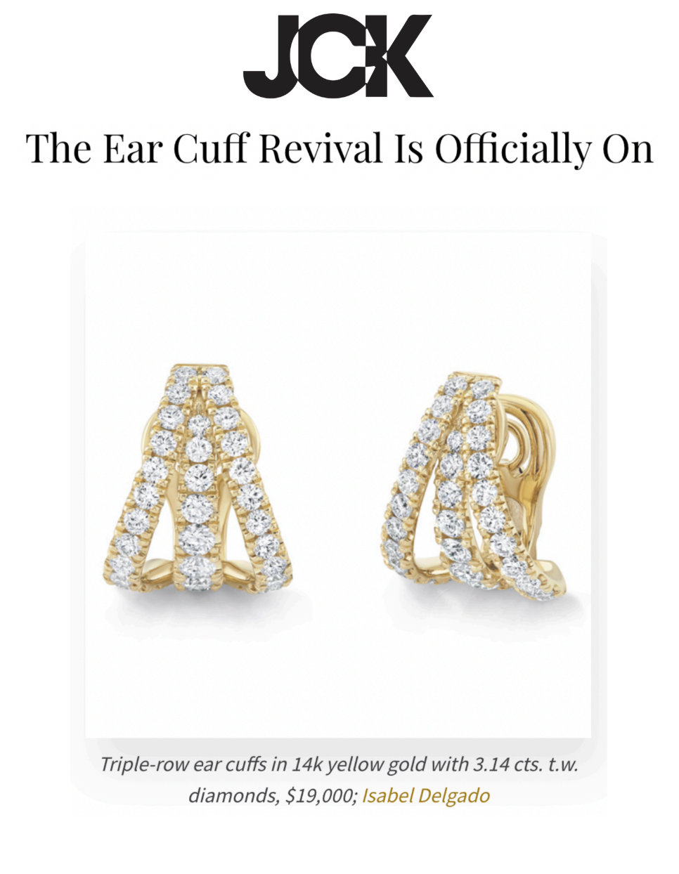 Isabel Delgado jewelry featured in JCK magazine