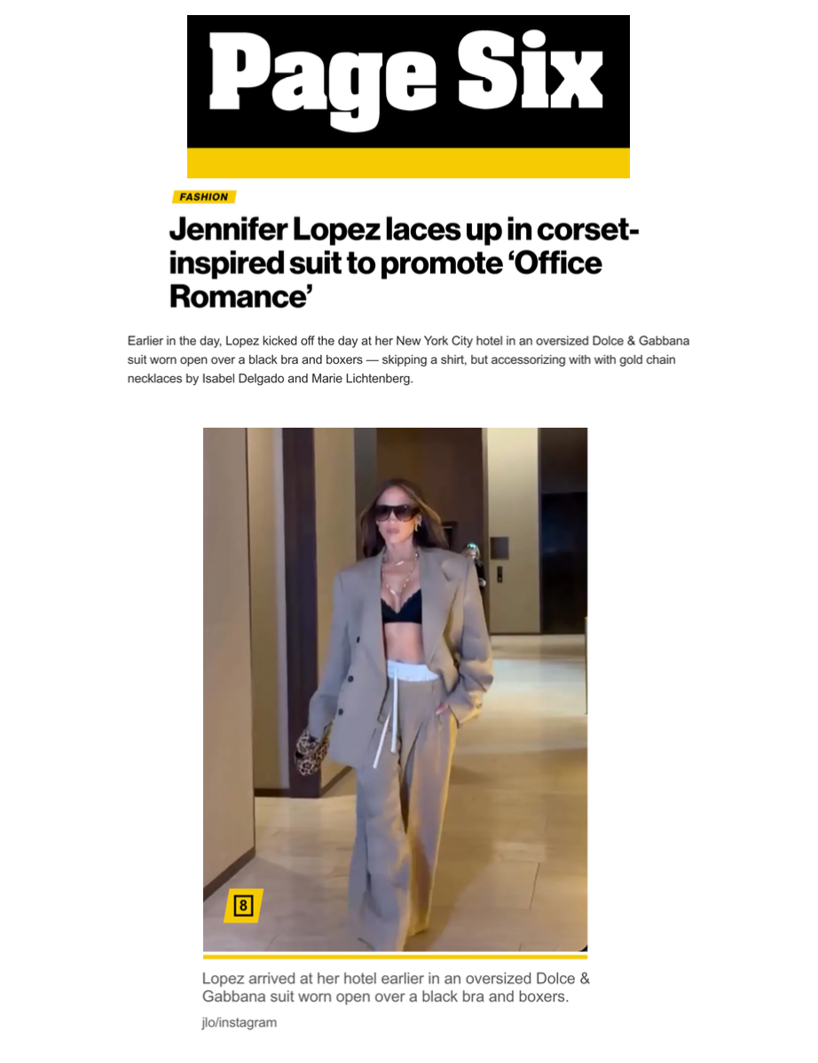 Jeniffer Lopez wears Isabel delgado jewelry in NYC