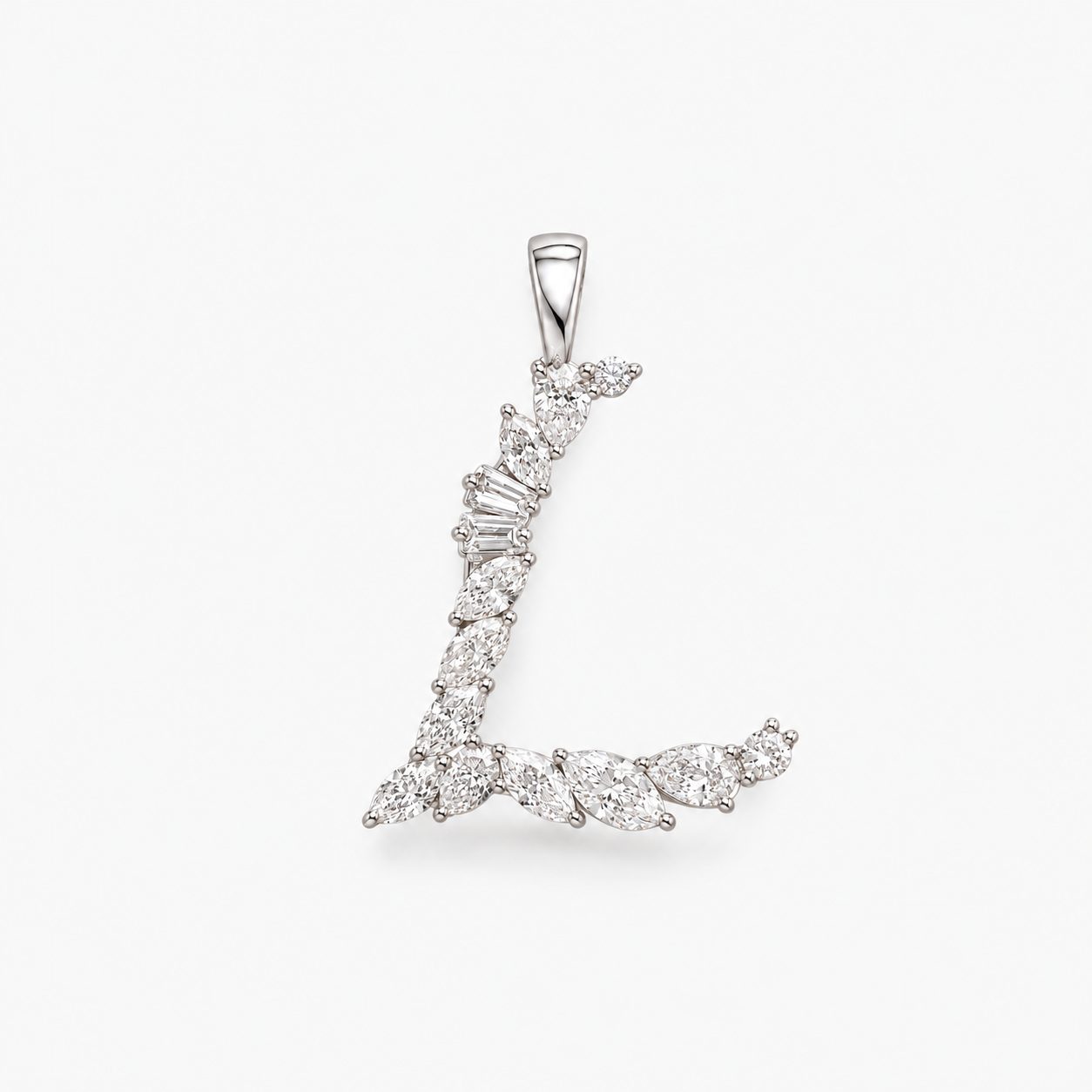 mixed cut diamond initial forming letter L