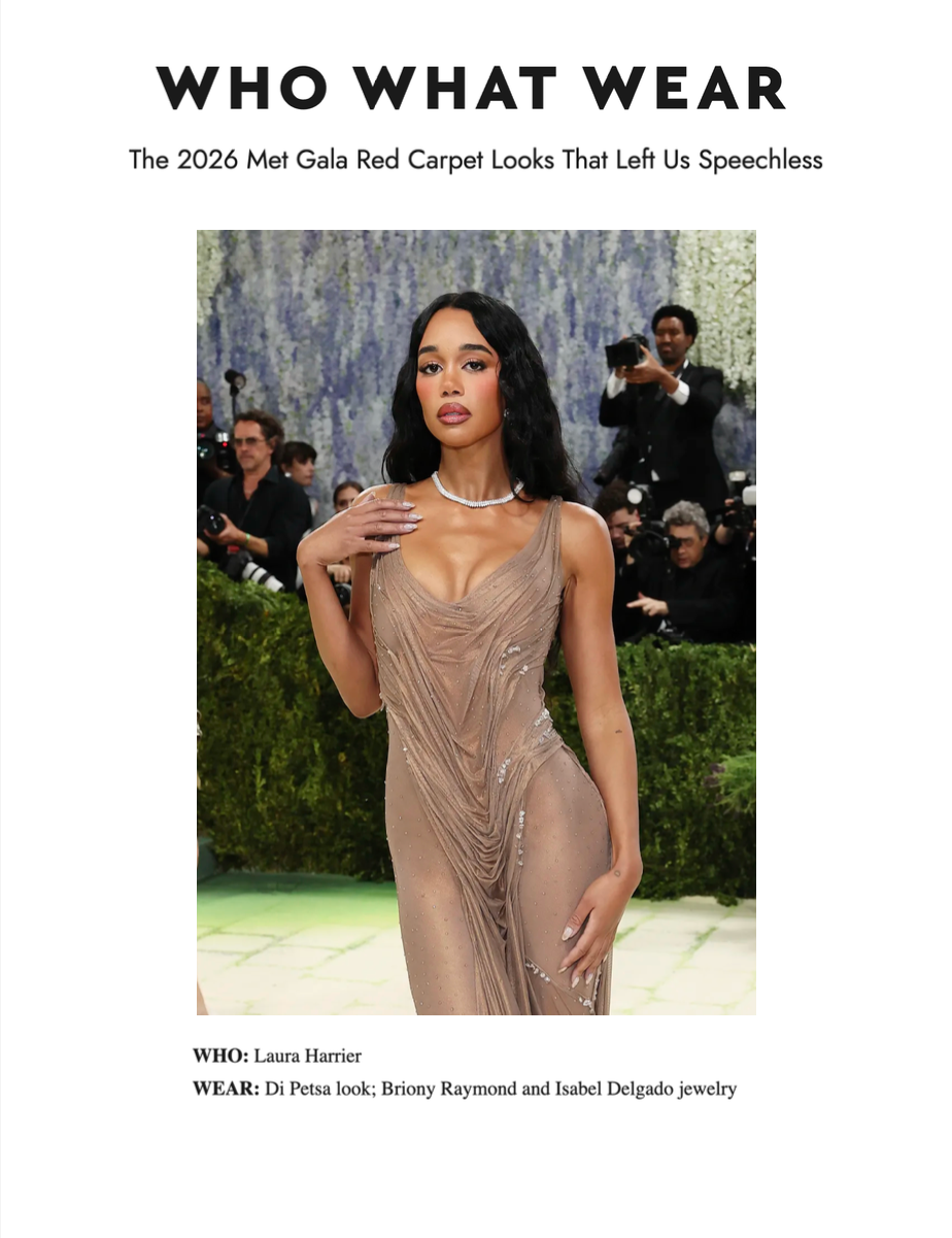 Laura Harrier wears Sophie diamond necklace for the Met Gala designed by Isabel Delgado