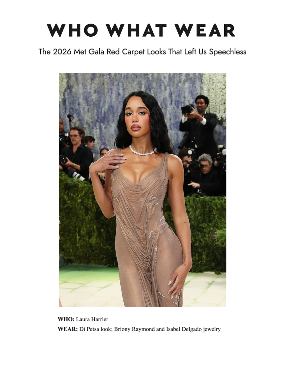 Laura Harrier wears Sophie diamond necklace for the Met Gala designed by Isabel Delgado