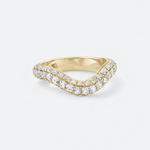 wave diamond ring in yellow gold with diamonds