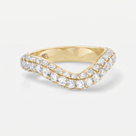 Wave shaped ring with pave set diamonds