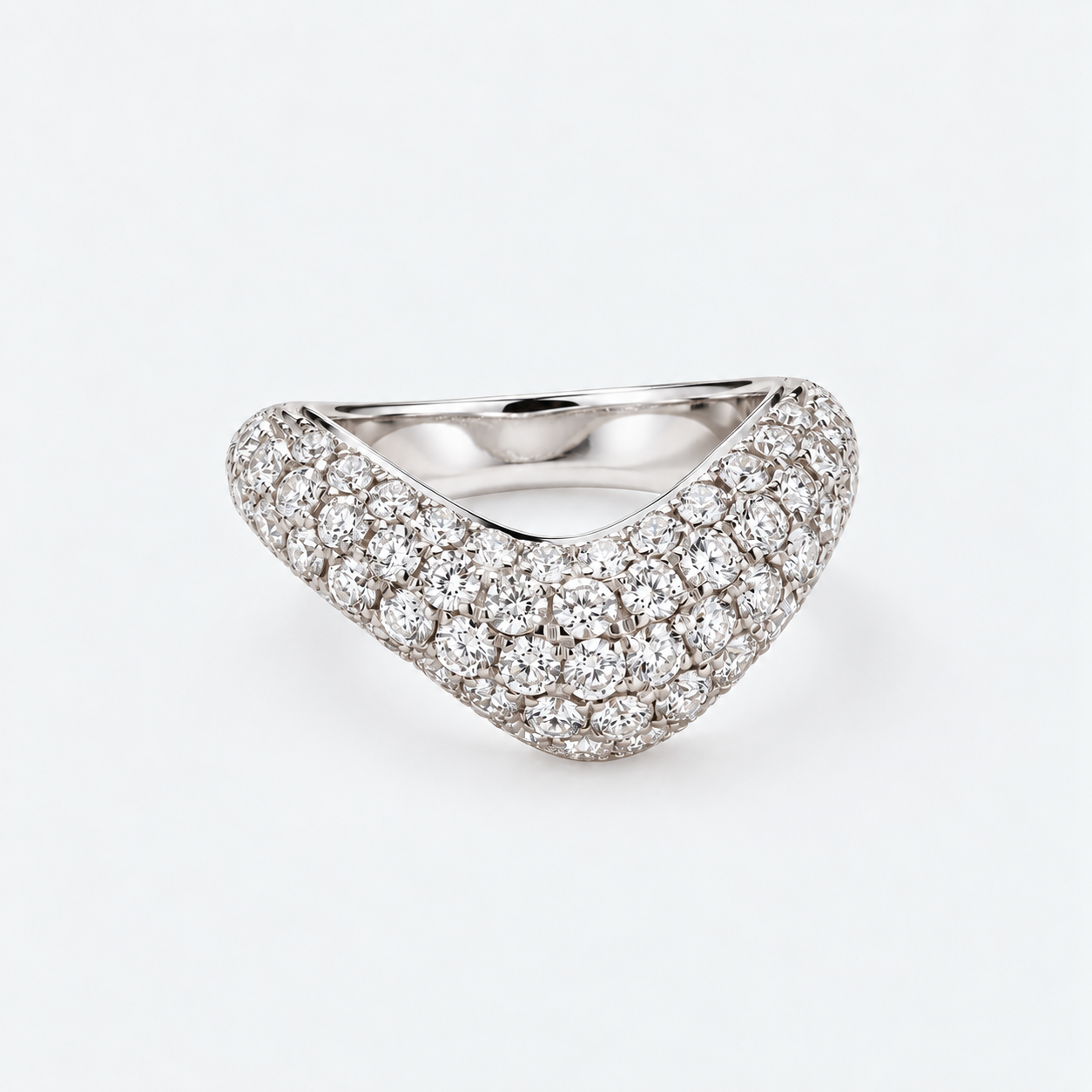 bombe style wave ring in white gold