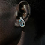 One of a kind wave diamond earring set in gold designed by isabel Delgado