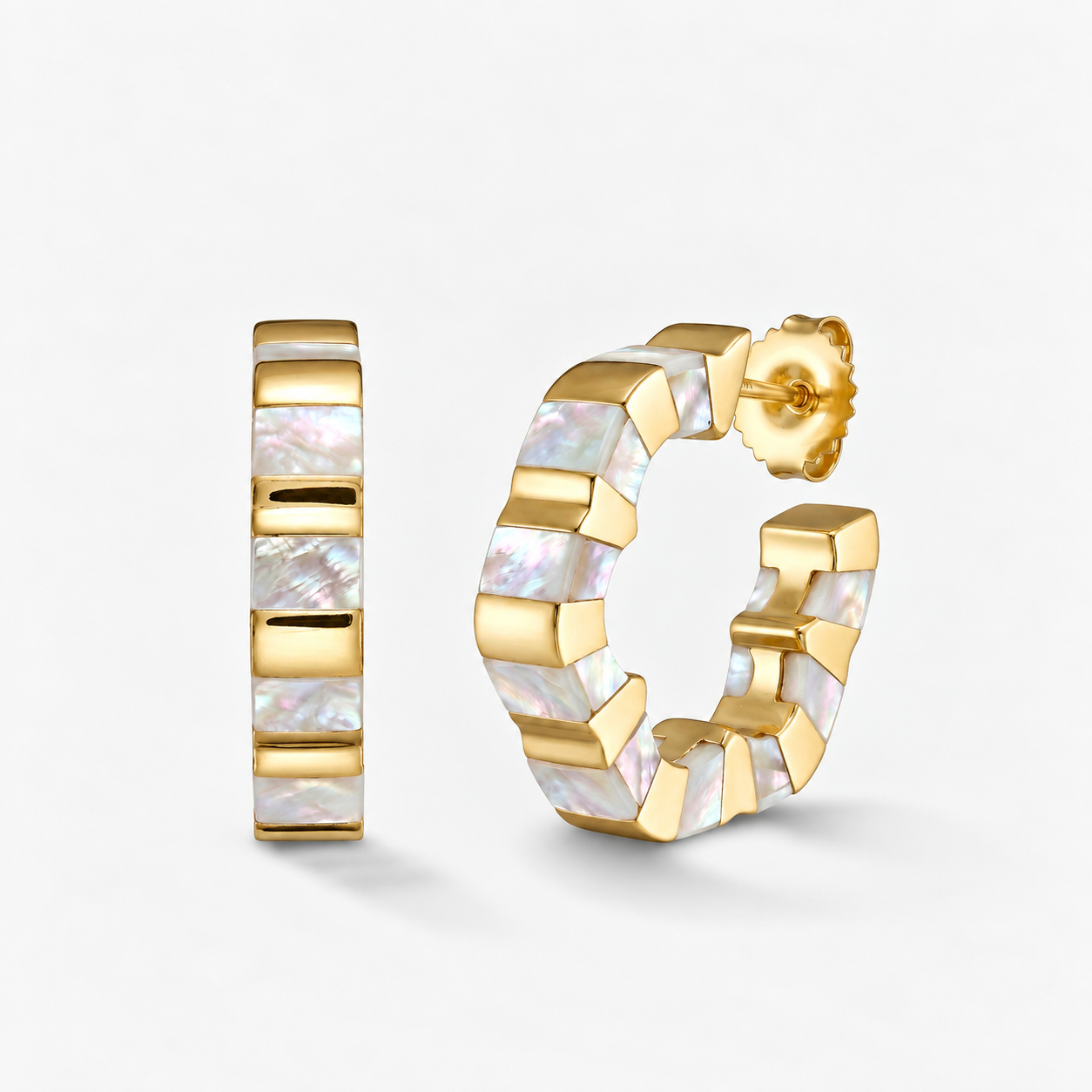 mother of pearl hoops mixed with gold