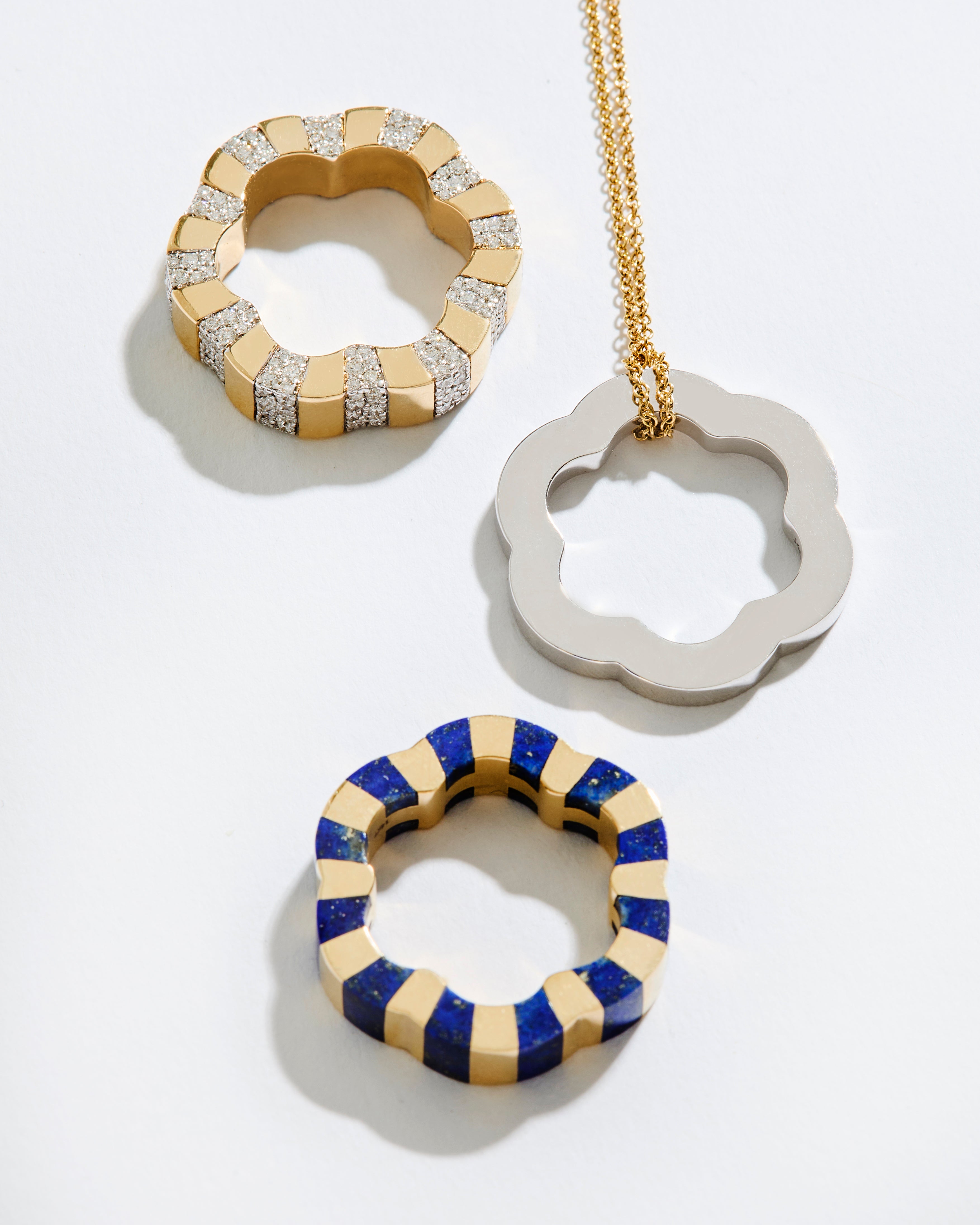 multigemstone rings crafted in gold designed by Isabel Delgado