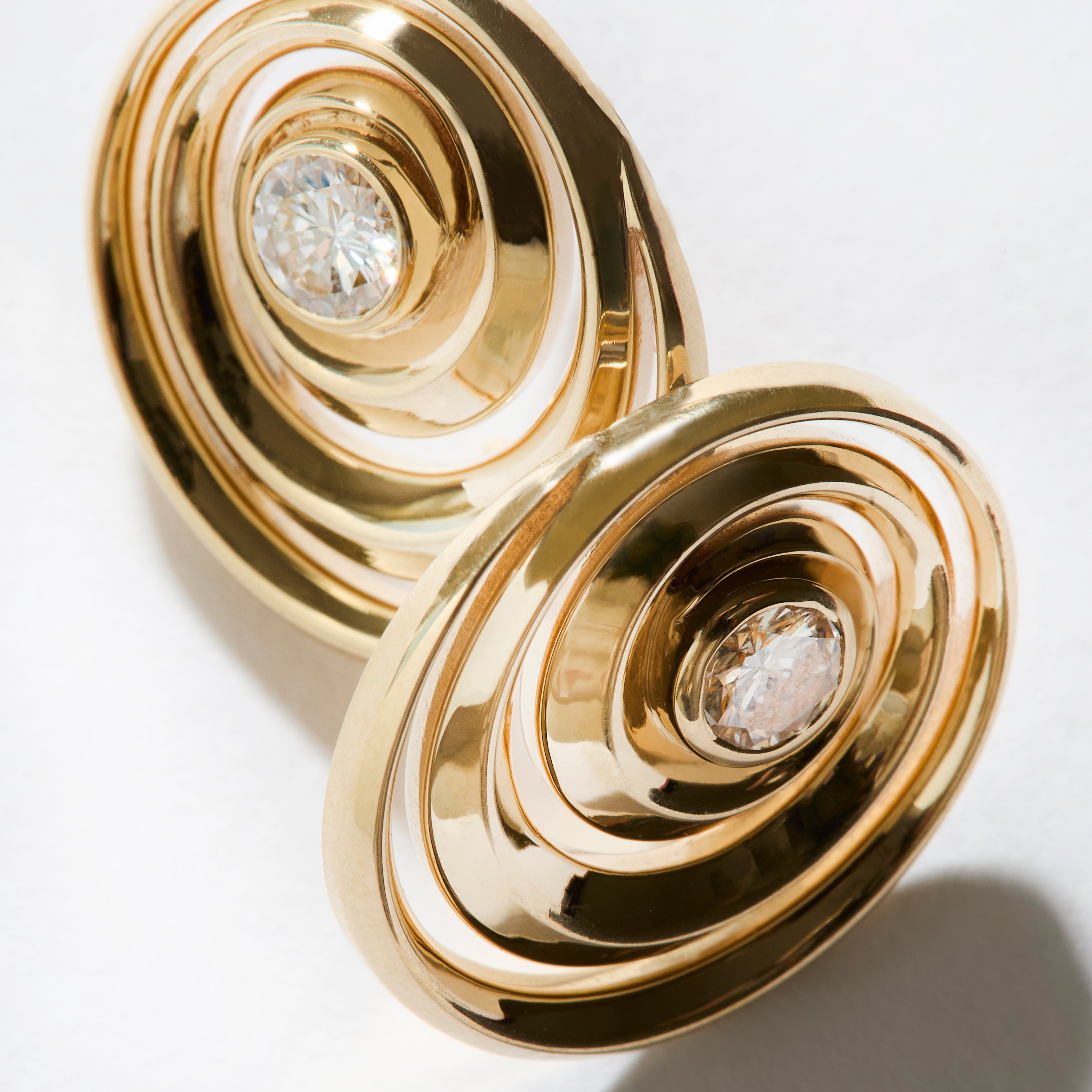 Spiral studs designed with a knife edge design used in Isabel Delgados designs