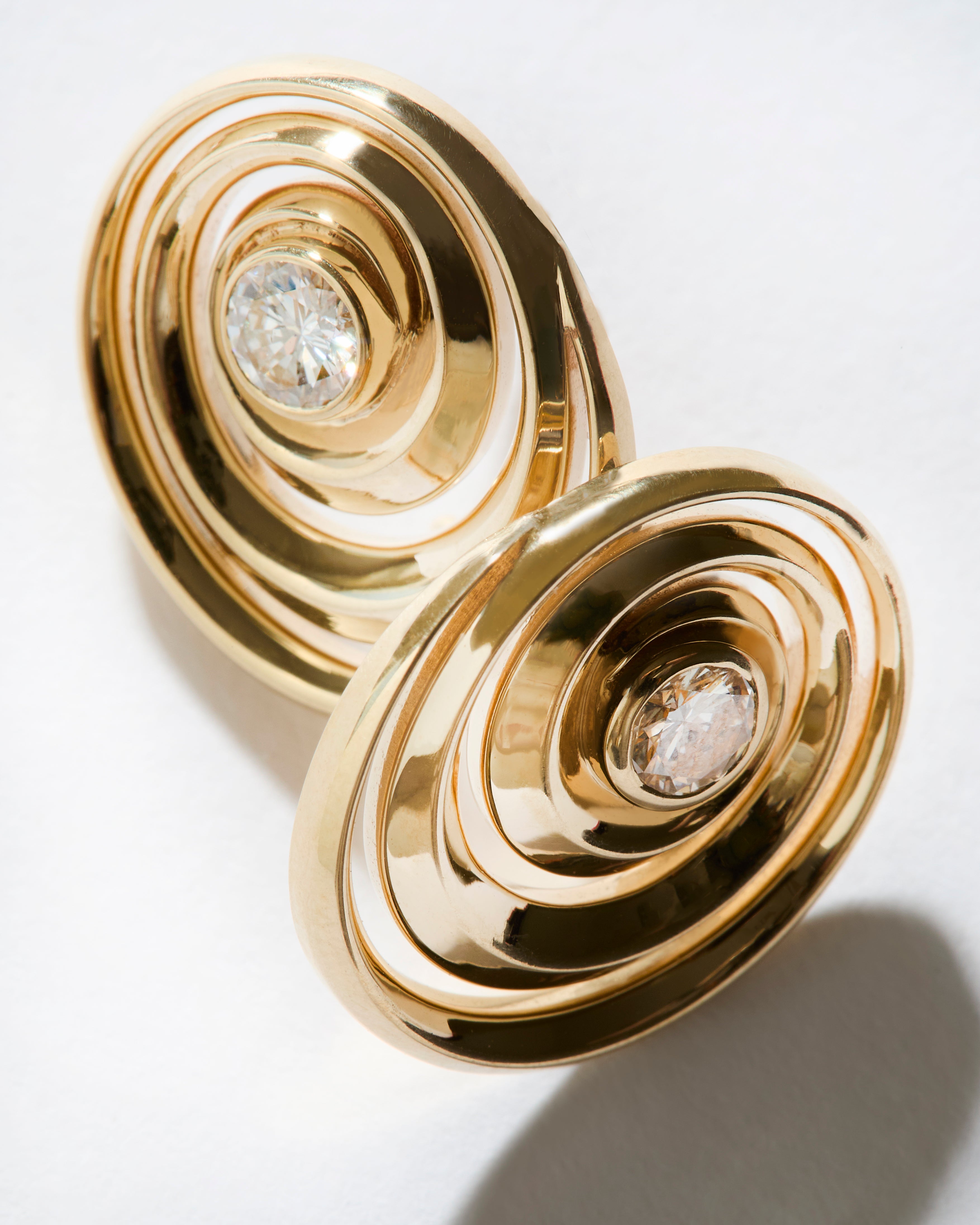 Spiral studs designed with a knife edge design used in Isabel Delgados designs