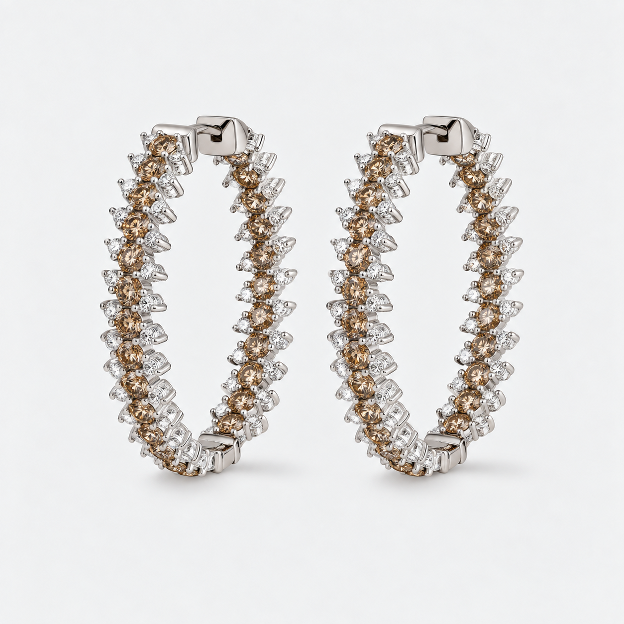 diamond hoops with champagne diamonds