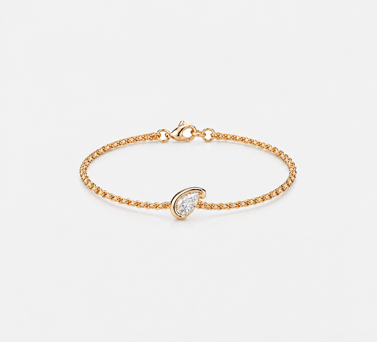 diamond pear shape on a thin gold chain
