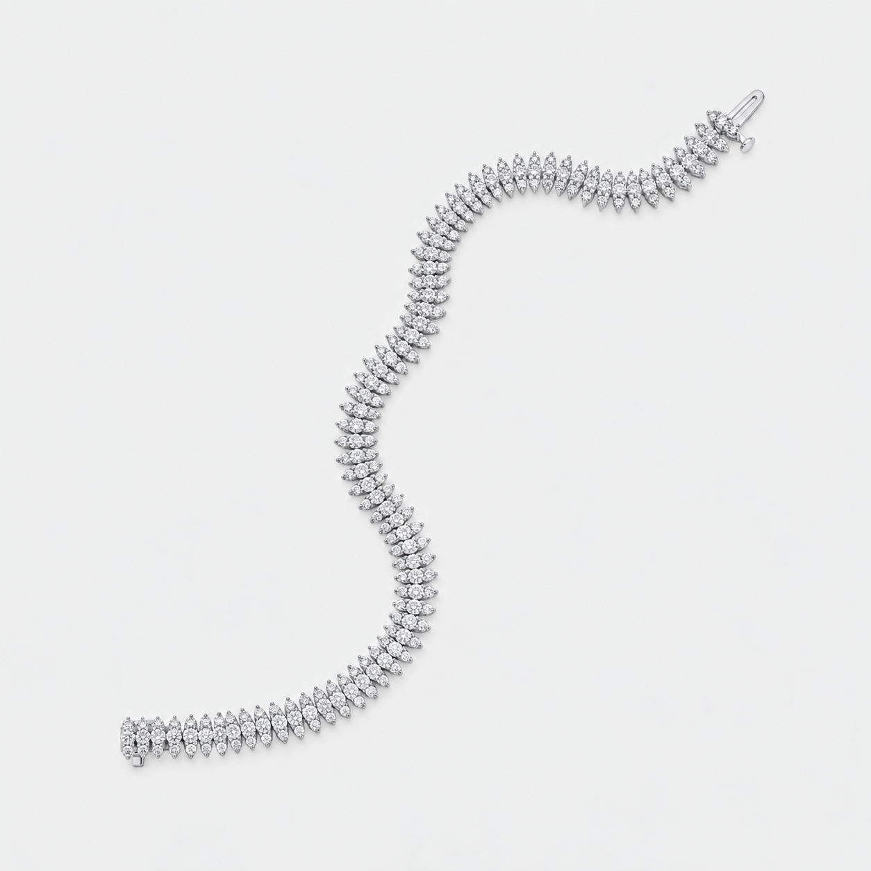diamond bracelet with three diaond rows