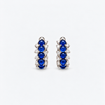 small cabochon cut sapphire hoops with diamonds