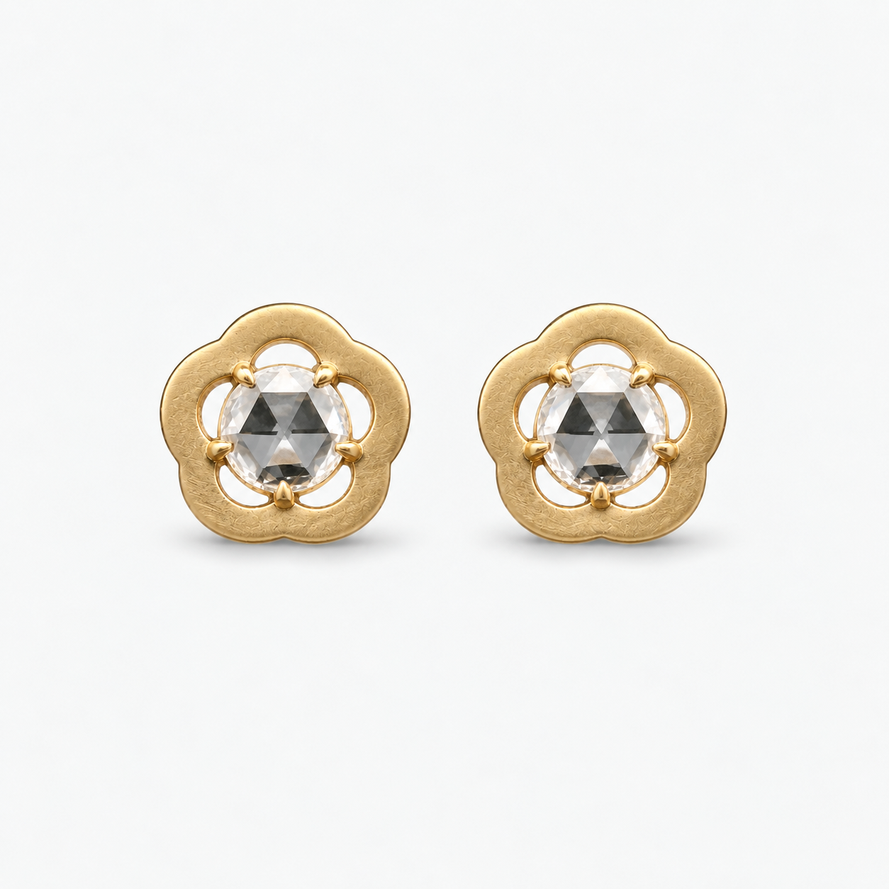 rose cut diamond studs